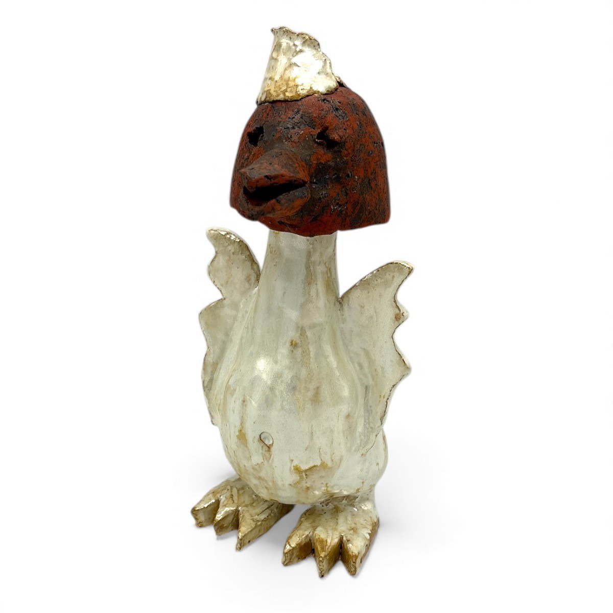 Colja de Roo + Kleine eendvogel, glazuur wit en rood